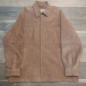 Perry Ellis brown  button up 100% leather coat